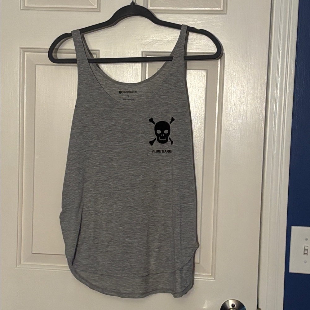 Gray Pure Barre Tank Top with Skull Design